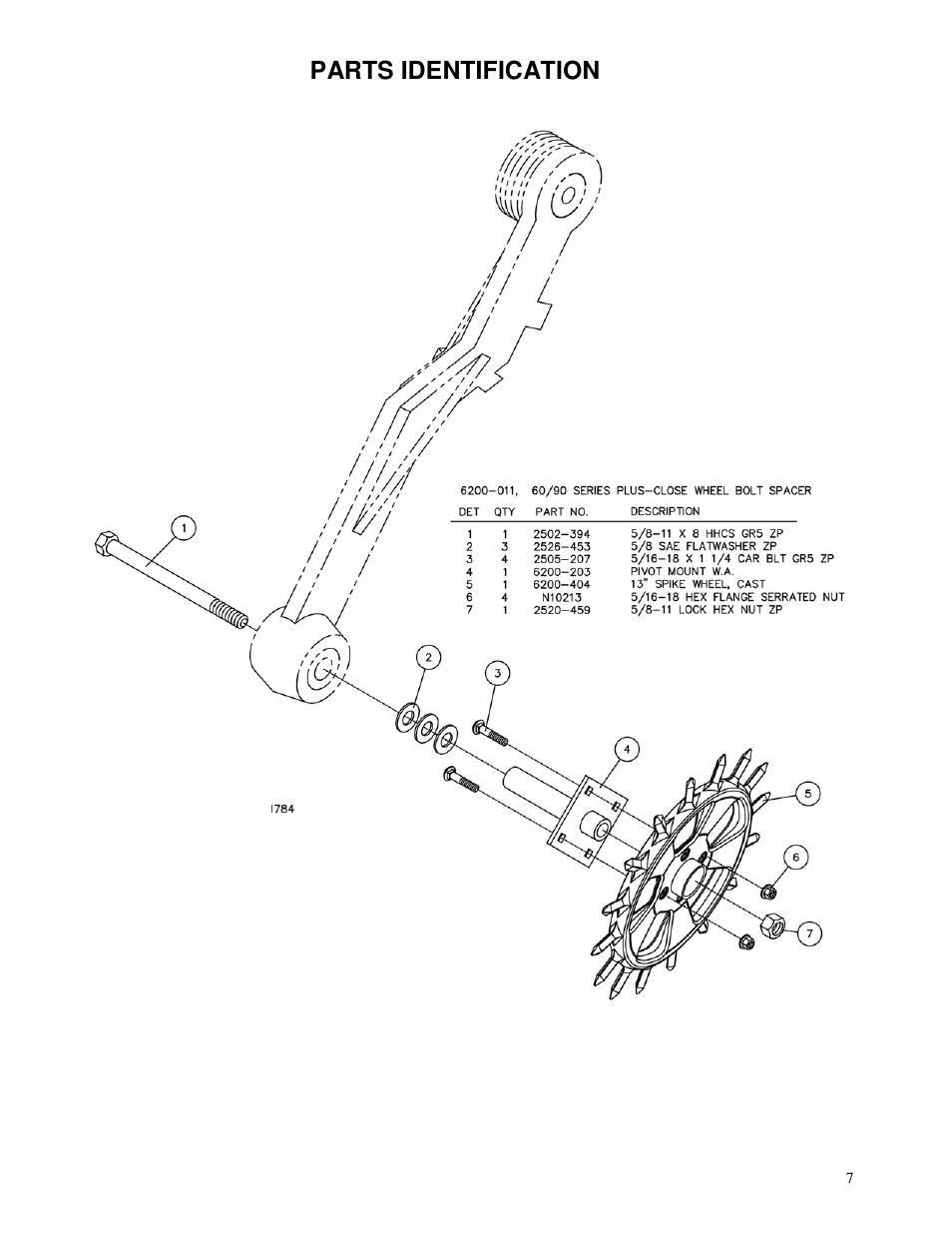 Parts identification | Yetter 6200-021 13 Spike Closing Wheels User Manual | Page 7 / 12