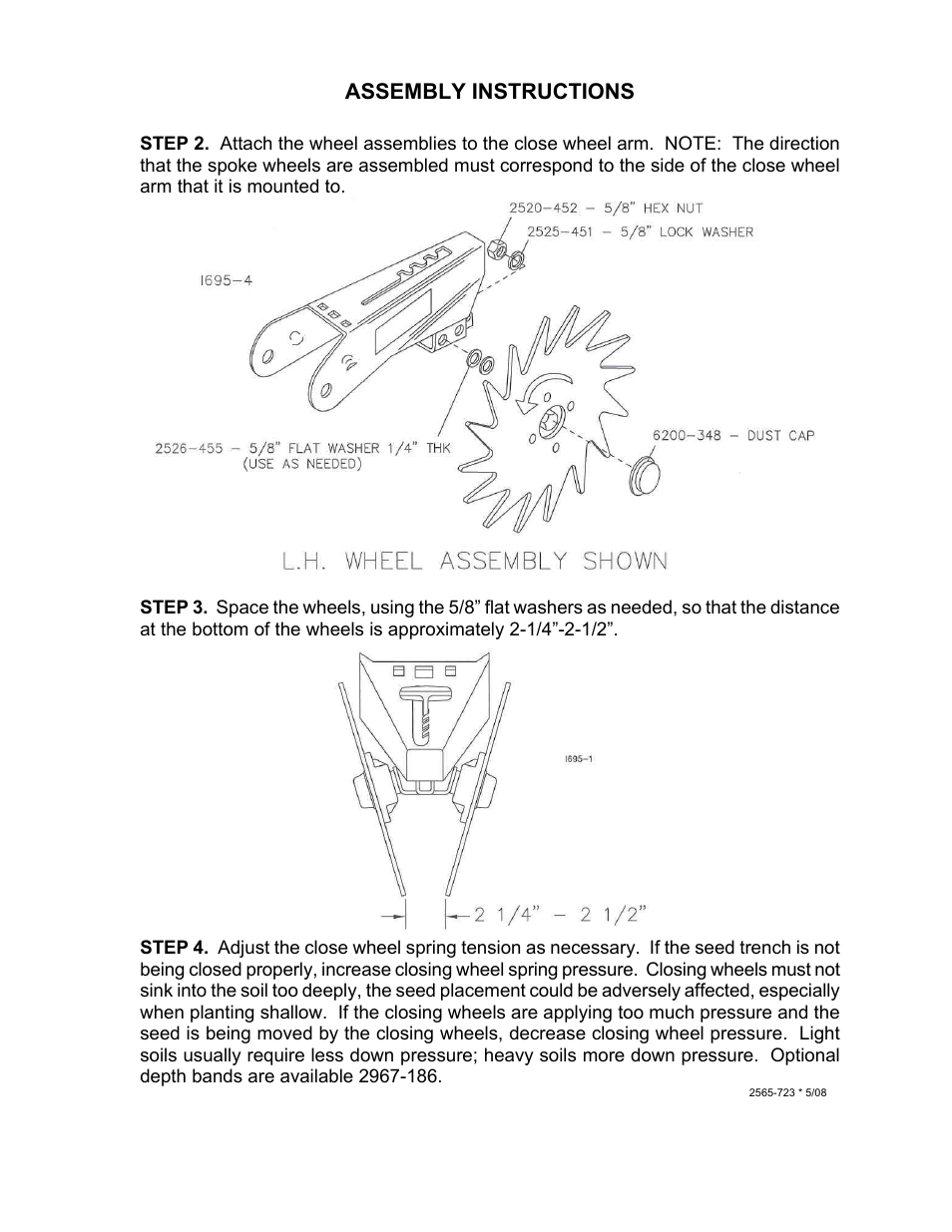 Assembly instructions | Yetter 6200-116 Angled Tooth Close Wheel Kit User Manual | Page 2 / 2