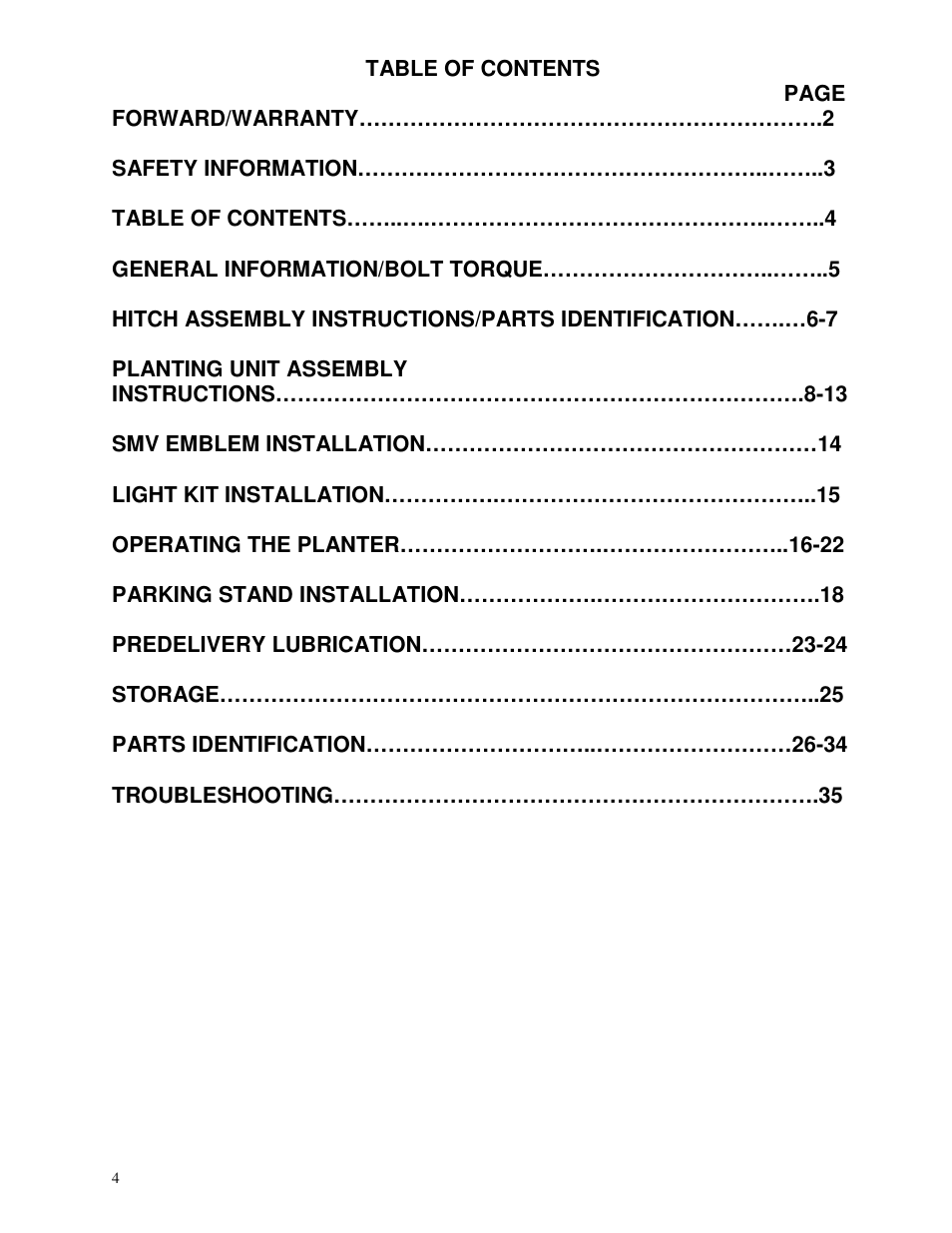Yetter 71 Series Planter User Manual | Page 4 / 36