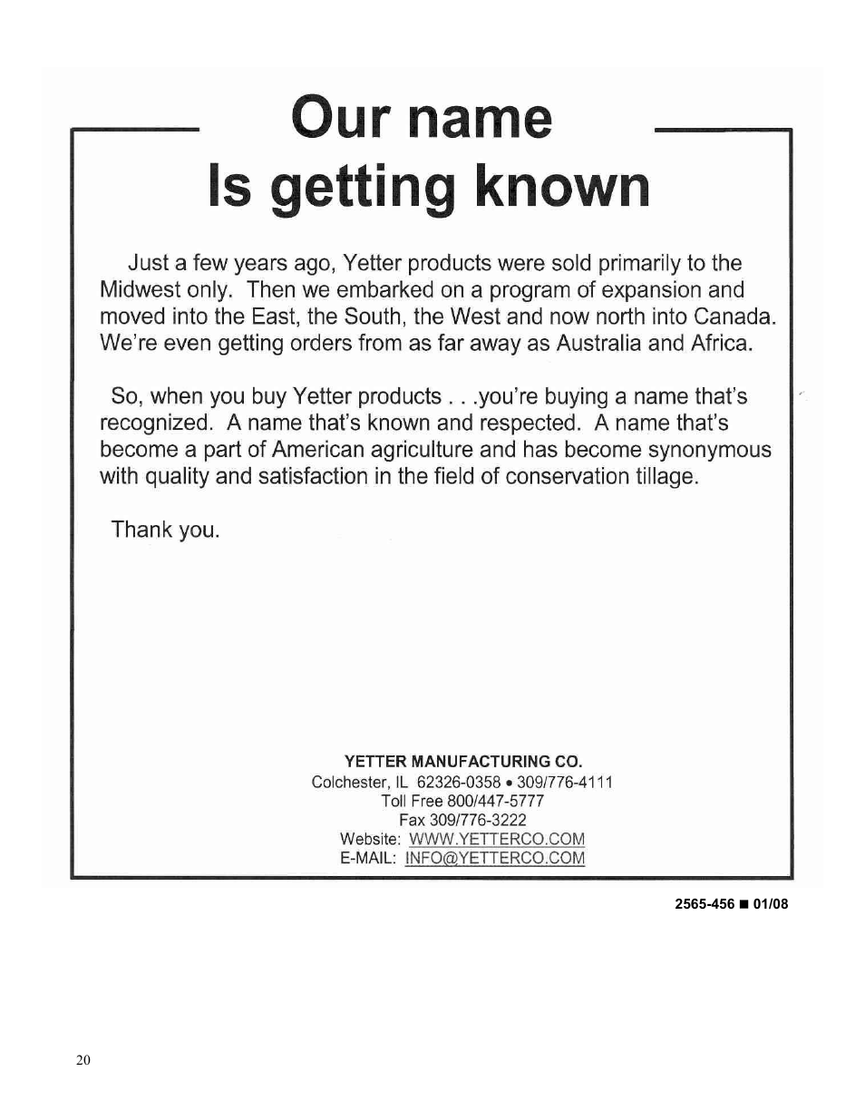 Yetter Systems One Seed Partner User Manual | Page 20 / 20