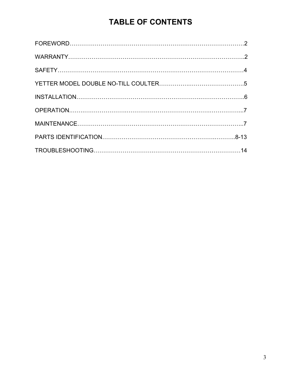 Yetter Double Hub No-Till Coulter User Manual | Page 3 / 16