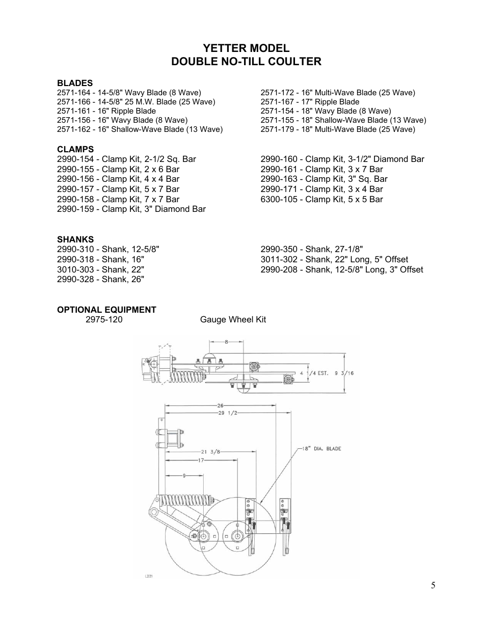 Yetter model double no-till coulter | Yetter Double Hub No-Till Coulter User Manual | Page 5 / 16