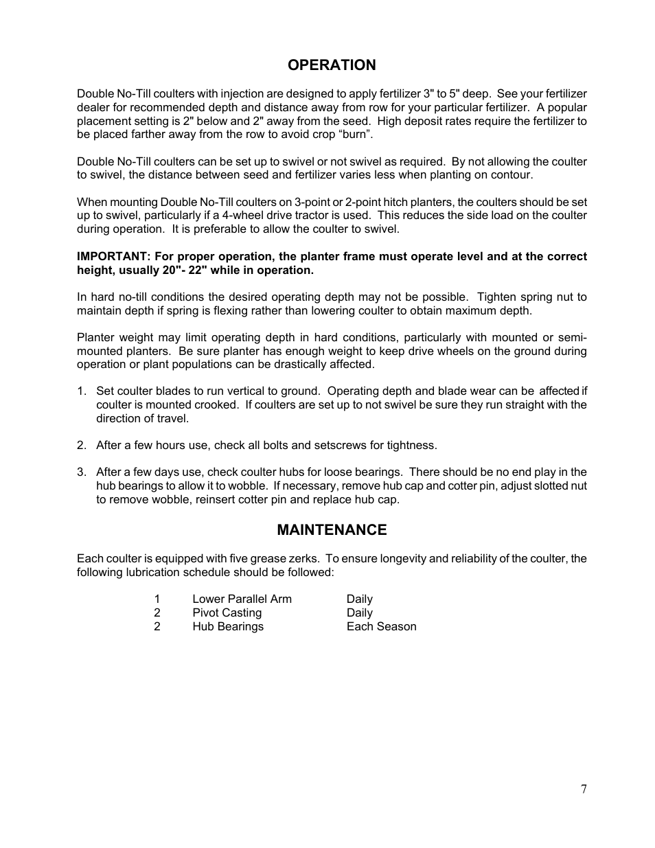 Yetter Double Hub No-Till Coulter User Manual | Page 7 / 16