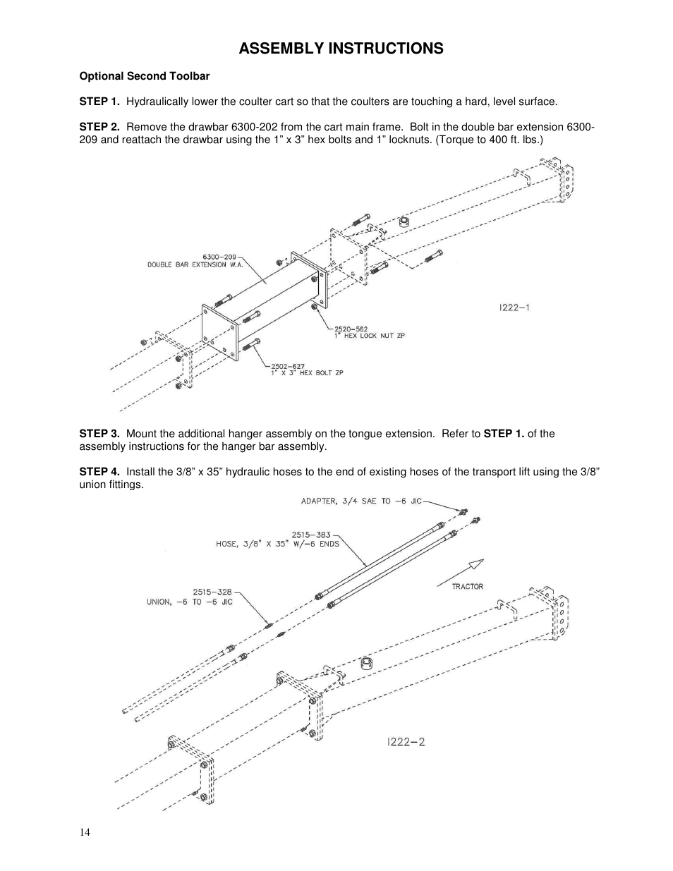 Assembly instructions | Yetter 6300 Coulter Cart User Manual | Page 14 / 36
