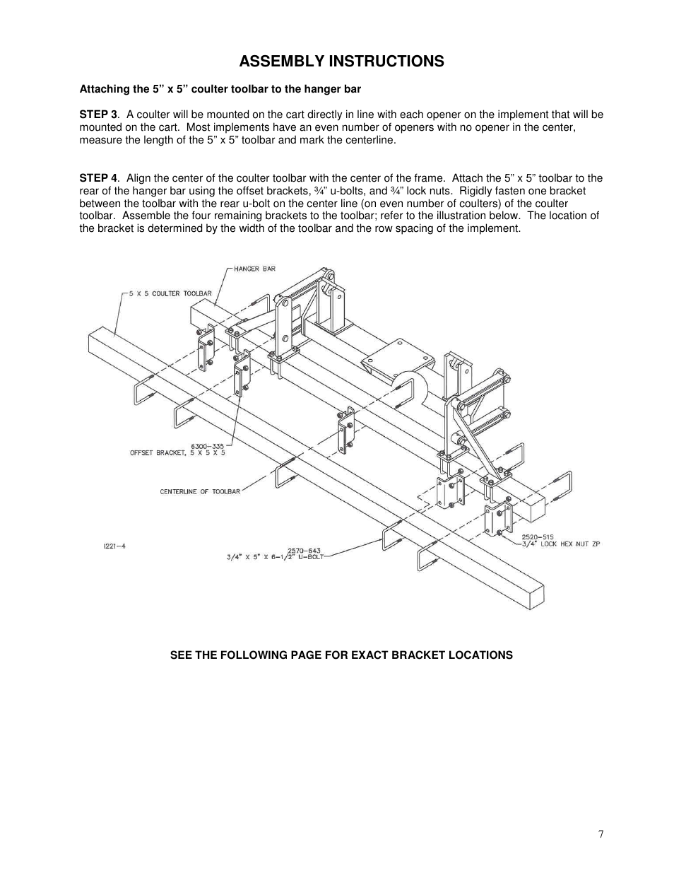 Assembly instructions | Yetter 6300 Coulter Cart User Manual | Page 7 / 36