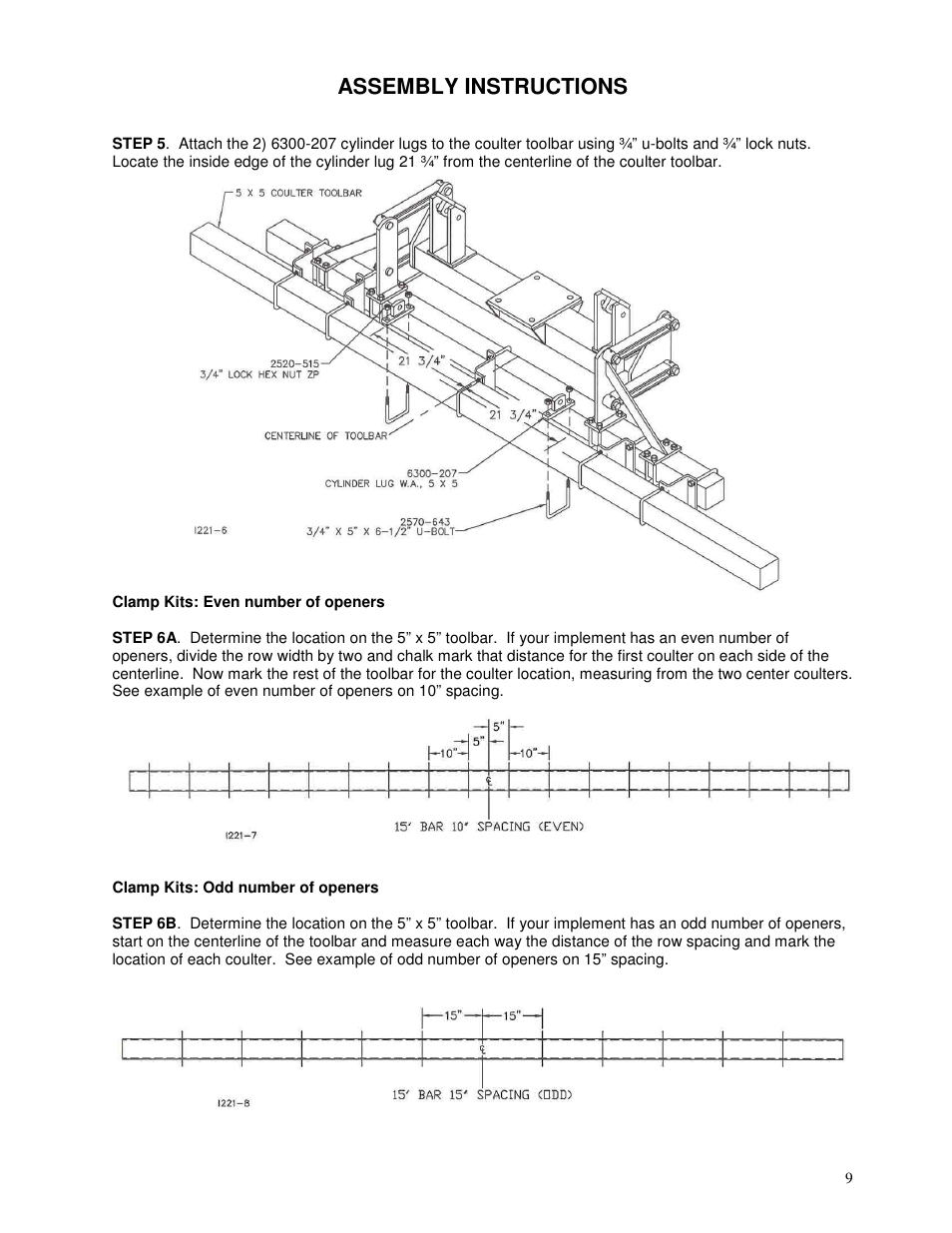 Assembly instructions | Yetter 6300 Coulter Cart User Manual | Page 9 / 36