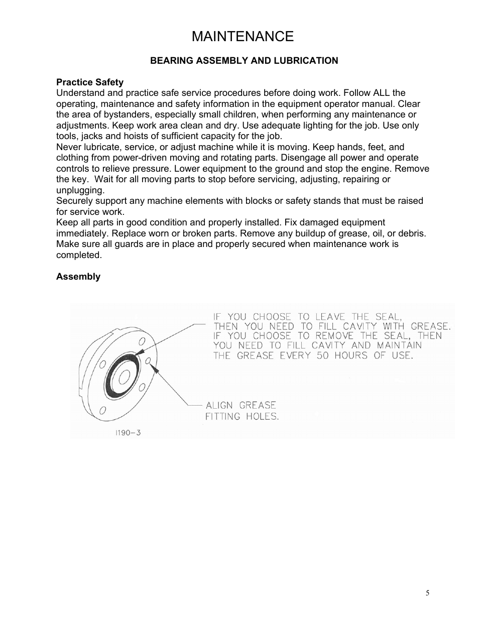 Maintenance | Yetter Narrow Row Single Wheel Residue Manager User Manual | Page 5 / 16