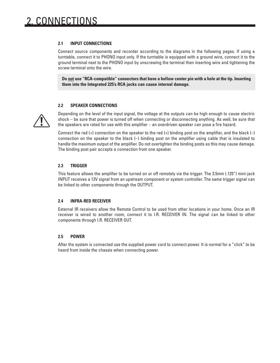 Connections | Anthem Integrated 225 User Manual | Page 8 / 16