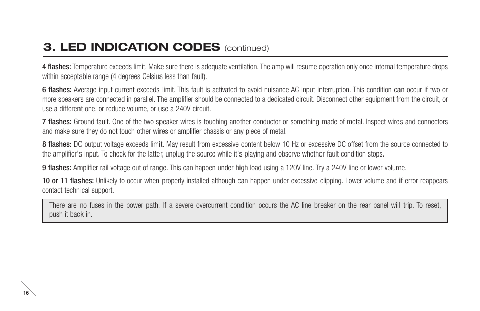 Led indication codes | Anthem M1 User Manual | Page 17 / 24