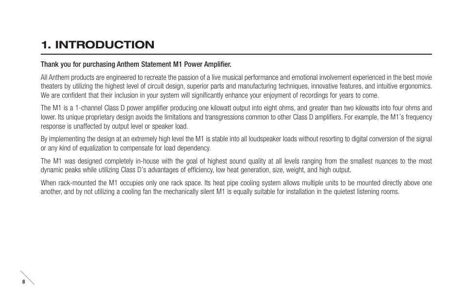 Introduction | Anthem M1 User Manual | Page 9 / 24