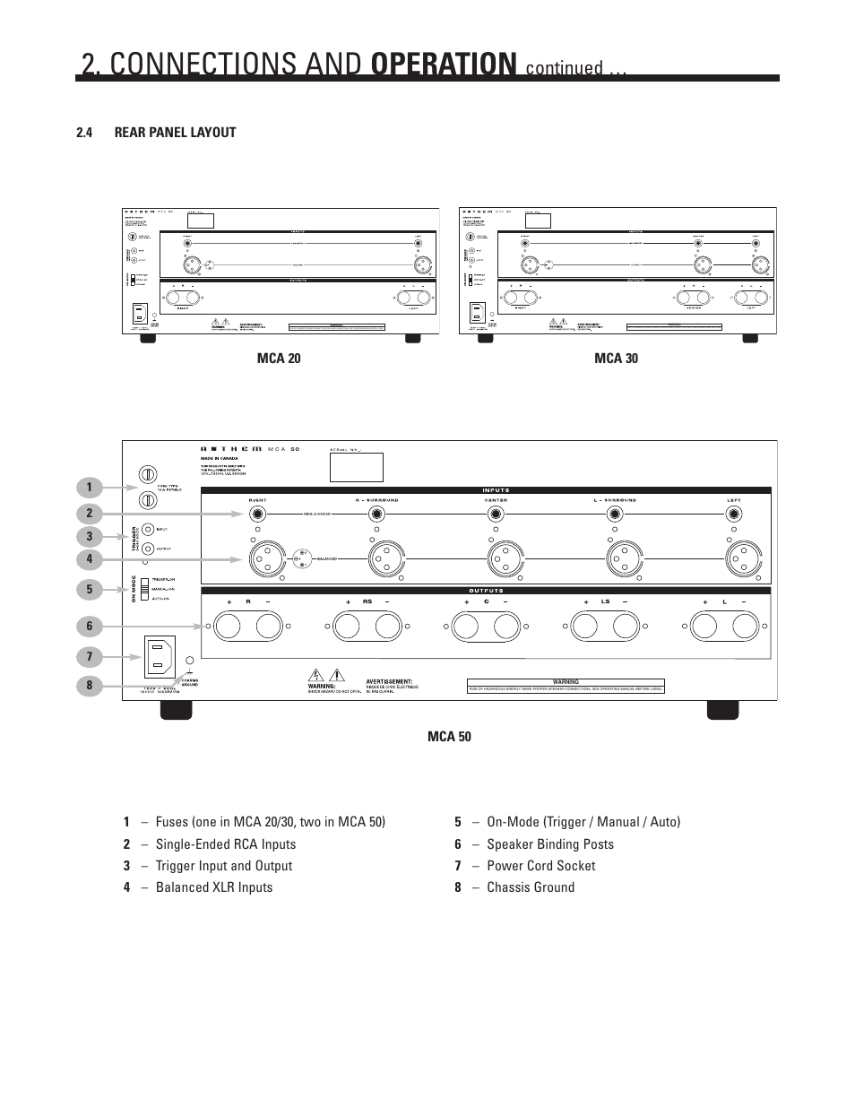 Connections and operation, Continued | Anthem MCA 50 User Manual | Page 7 / 12