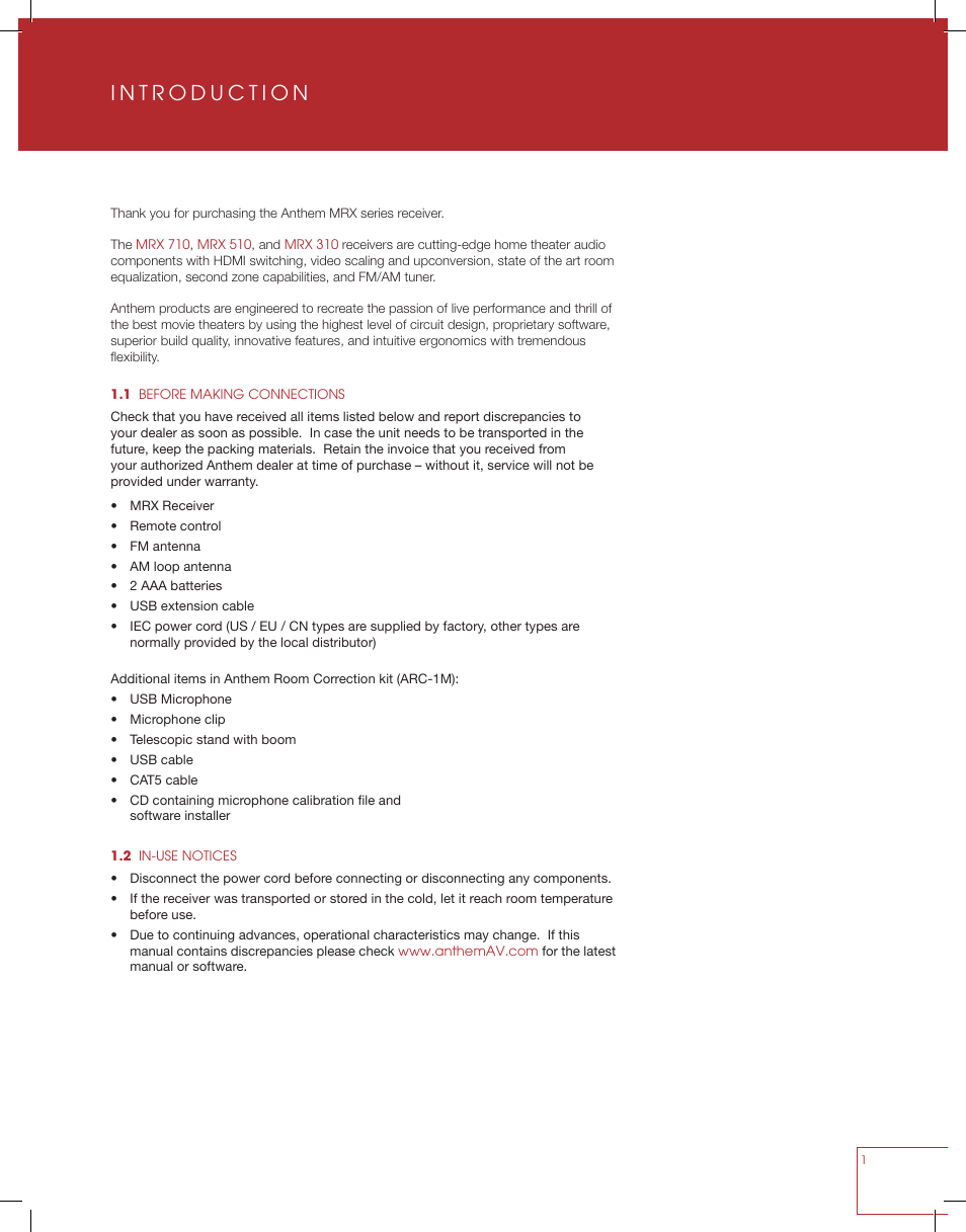 Anthem MRX 710 User Manual | Page 10 / 60
