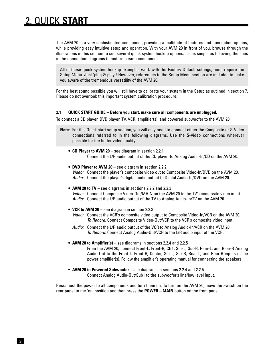 Quick start | Anthem AVM 20 v2 User Manual | Page 10 / 84