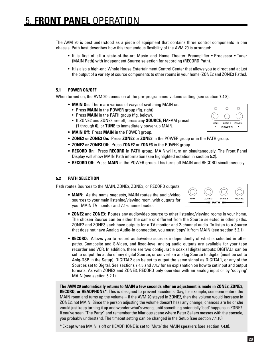 Front panel operation | Anthem AVM 20 v2 User Manual | Page 27 / 84