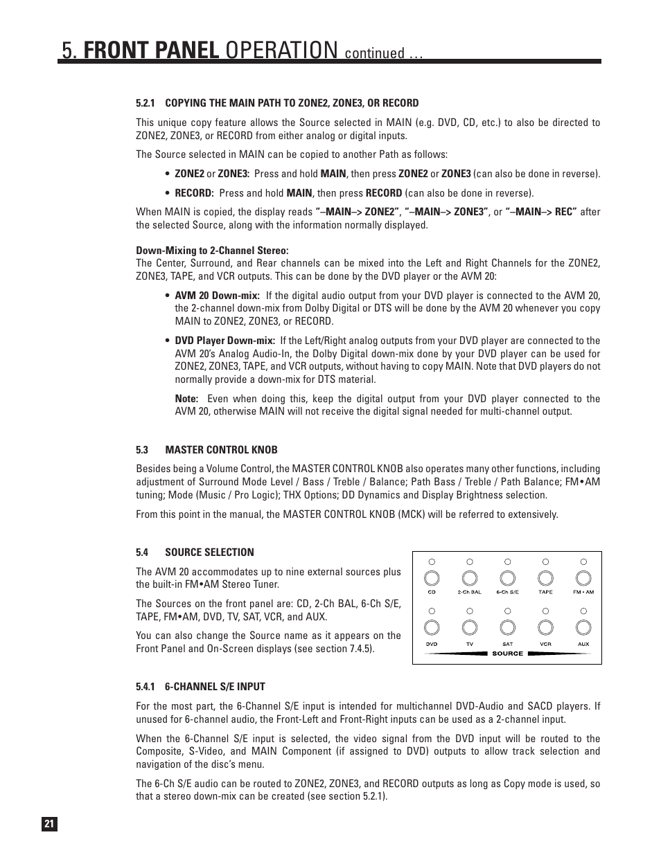 Front panel operation, Continued | Anthem AVM 20 v2 User Manual | Page 28 / 84