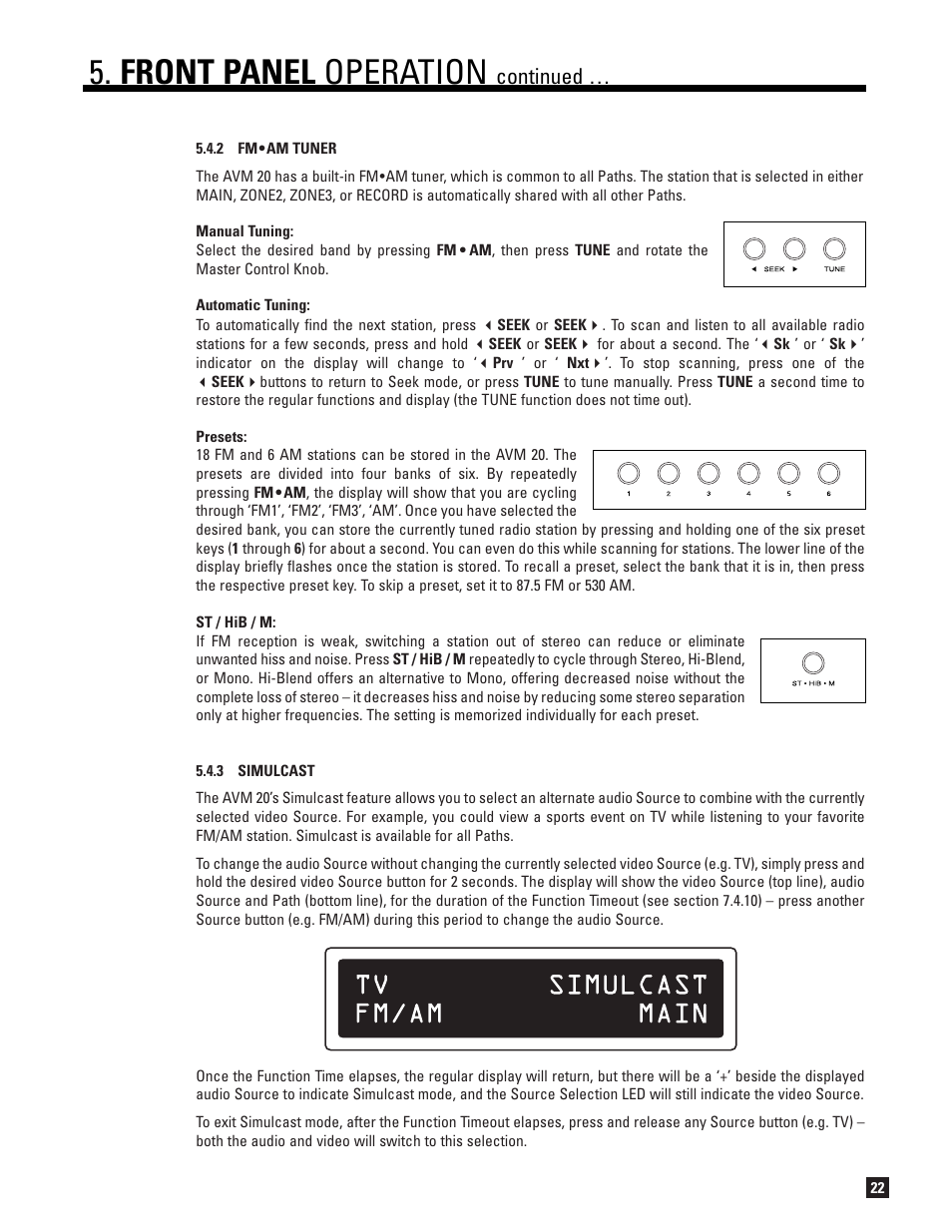 Front panel operation, Continued | Anthem AVM 20 v2 User Manual | Page 29 / 84