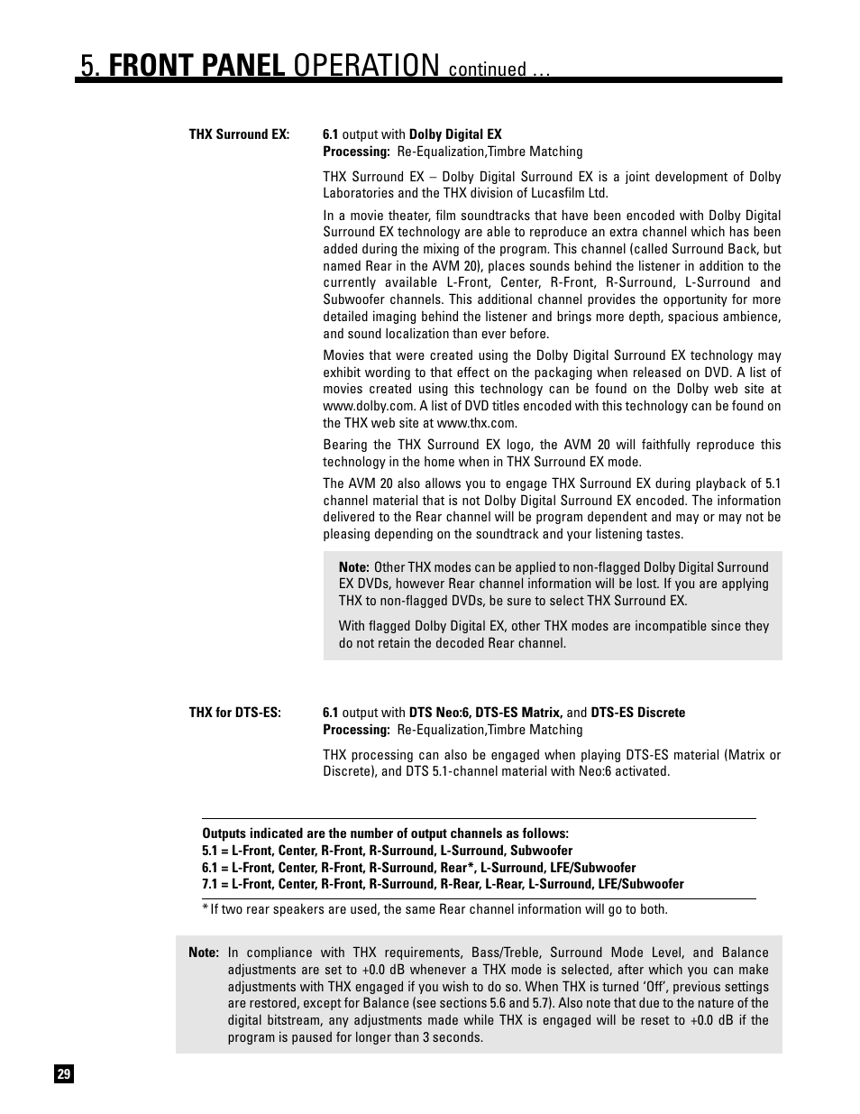 Front panel operation, Continued | Anthem AVM 20 v2 User Manual | Page 36 / 84