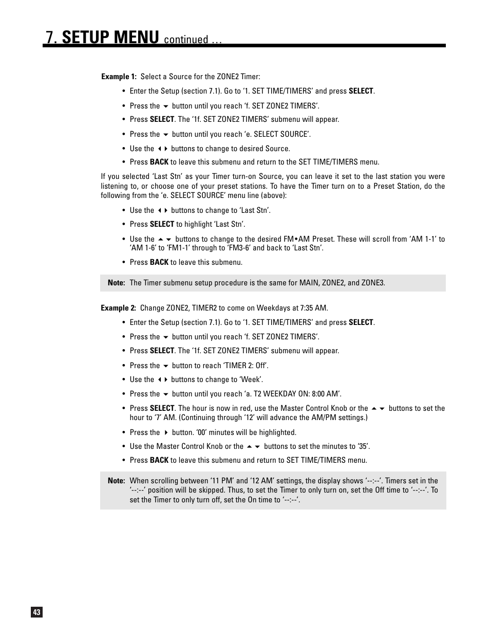 Setup menu, Continued | Anthem AVM 20 v2 User Manual | Page 50 / 84