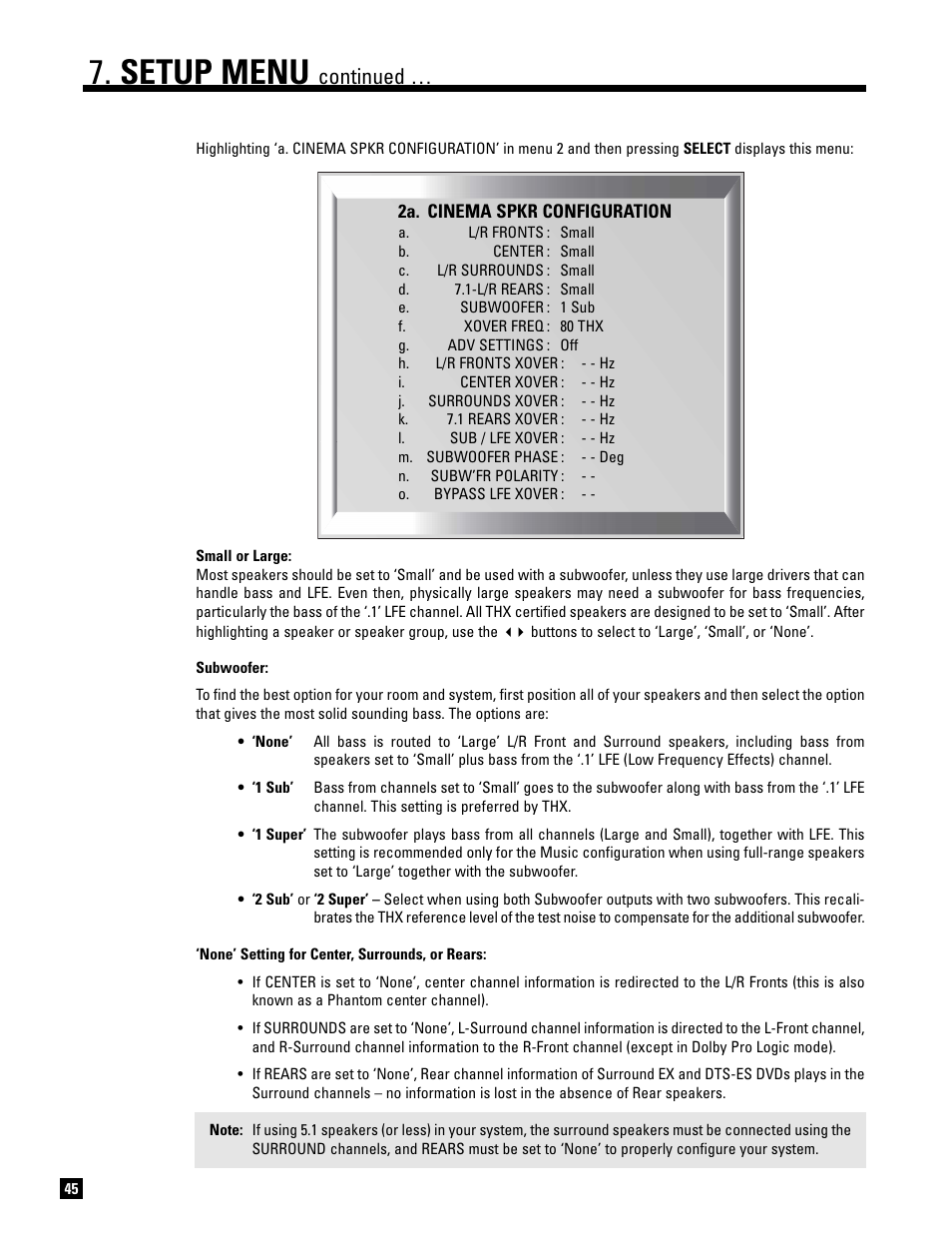 Setup menu, Continued | Anthem AVM 20 v2 User Manual | Page 52 / 84