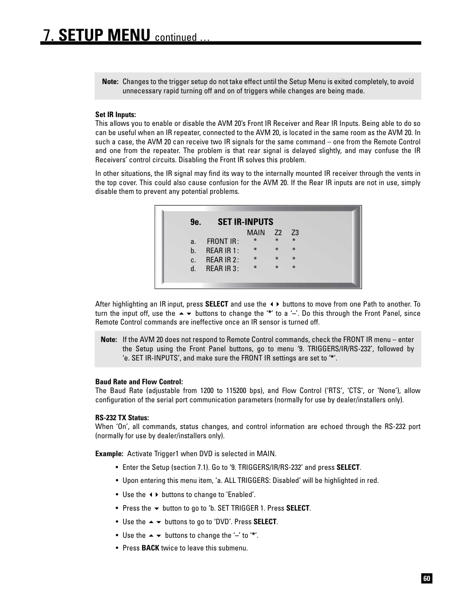 Setup menu, Continued | Anthem AVM 20 v2 User Manual | Page 67 / 84