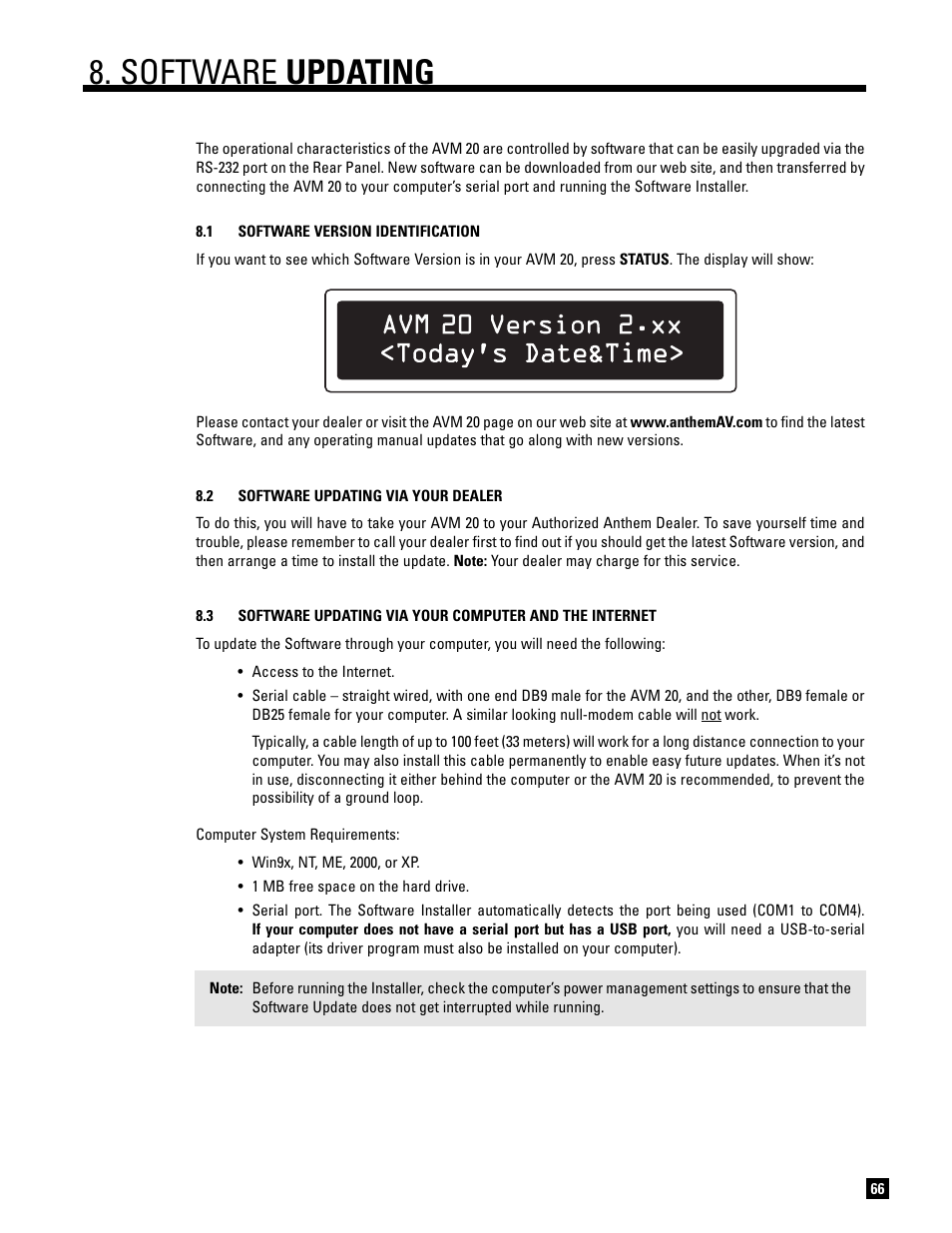 Software updating | Anthem AVM 20 v2 User Manual | Page 73 / 84