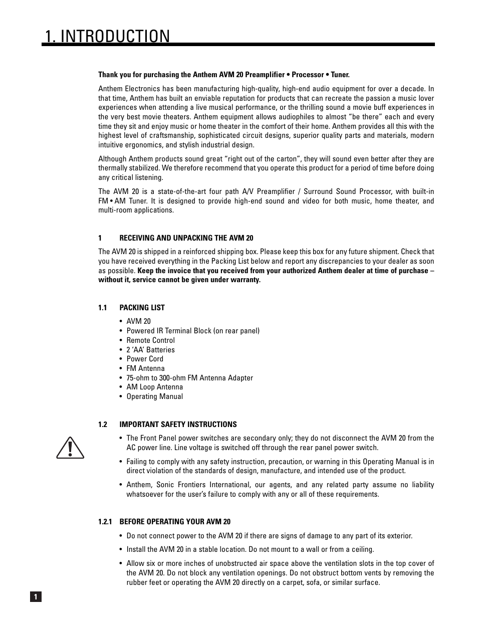 Introduction | Anthem AVM 20 v2 User Manual | Page 8 / 84