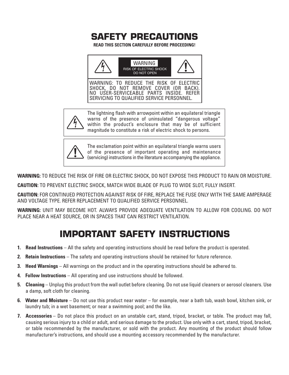 Safety, Safety precautions, Important safety instructions | Anthem AVM 30 User Manual | Page 2 / 84