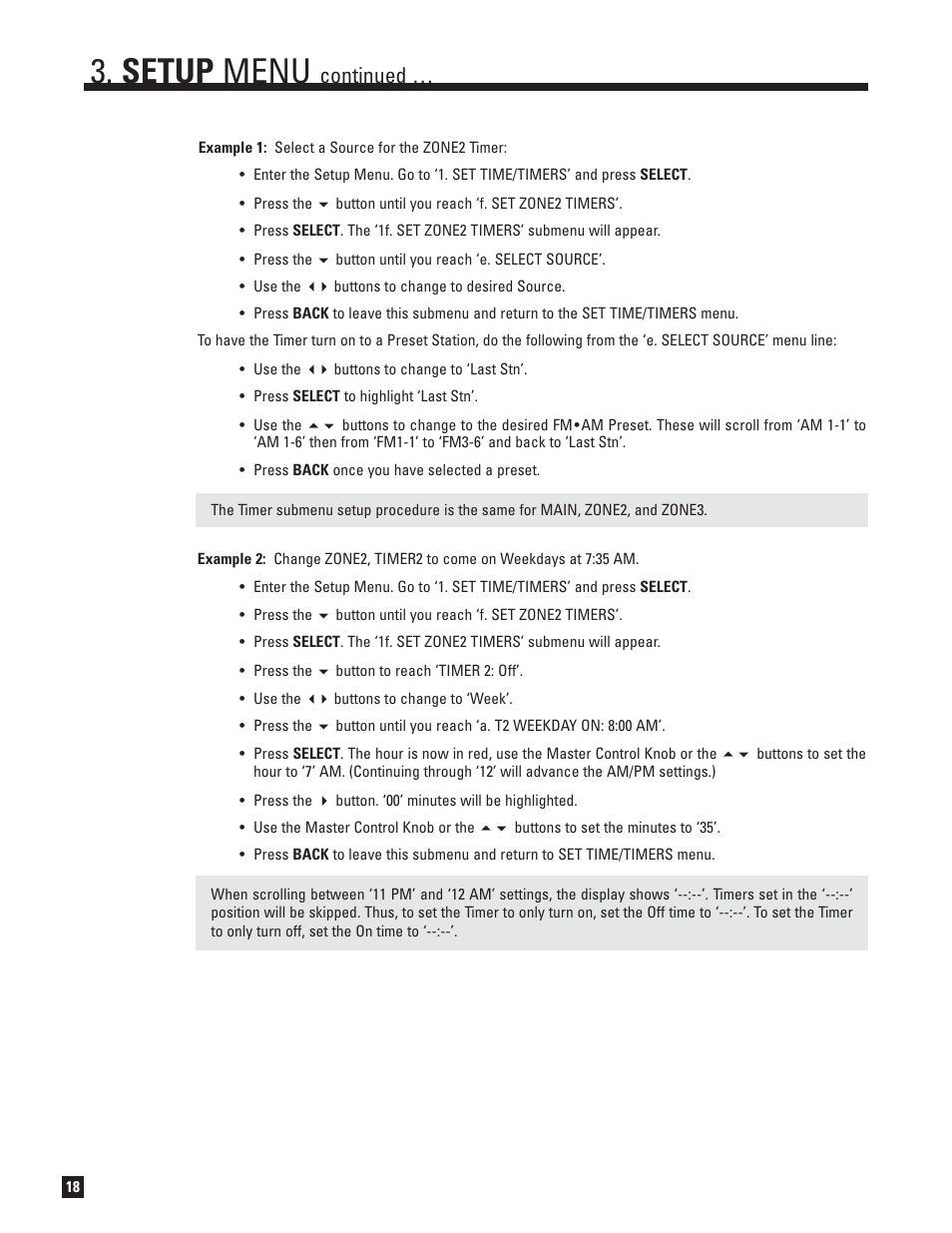 Setup menu, Continued | Anthem AVM 30 User Manual | Page 26 / 84