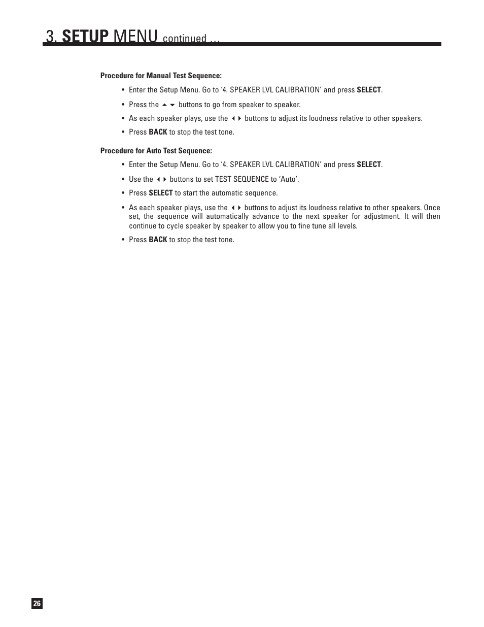 Setup menu, Continued | Anthem AVM 30 User Manual | Page 34 / 84