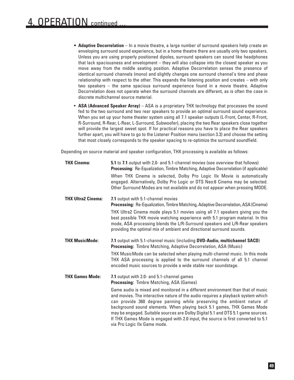 Operation, Continued | Anthem AVM 30 User Manual | Page 57 / 84