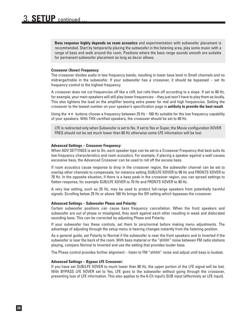 Setup, Continued | Anthem AVM 50 User Manual | Page 34 / 102