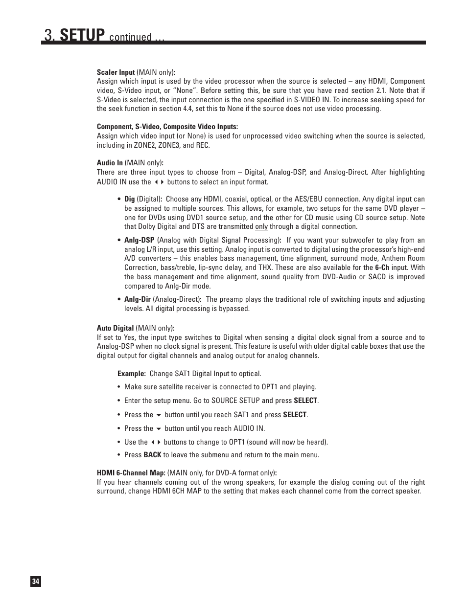 Setup, Continued | Anthem AVM 50 User Manual | Page 42 / 102