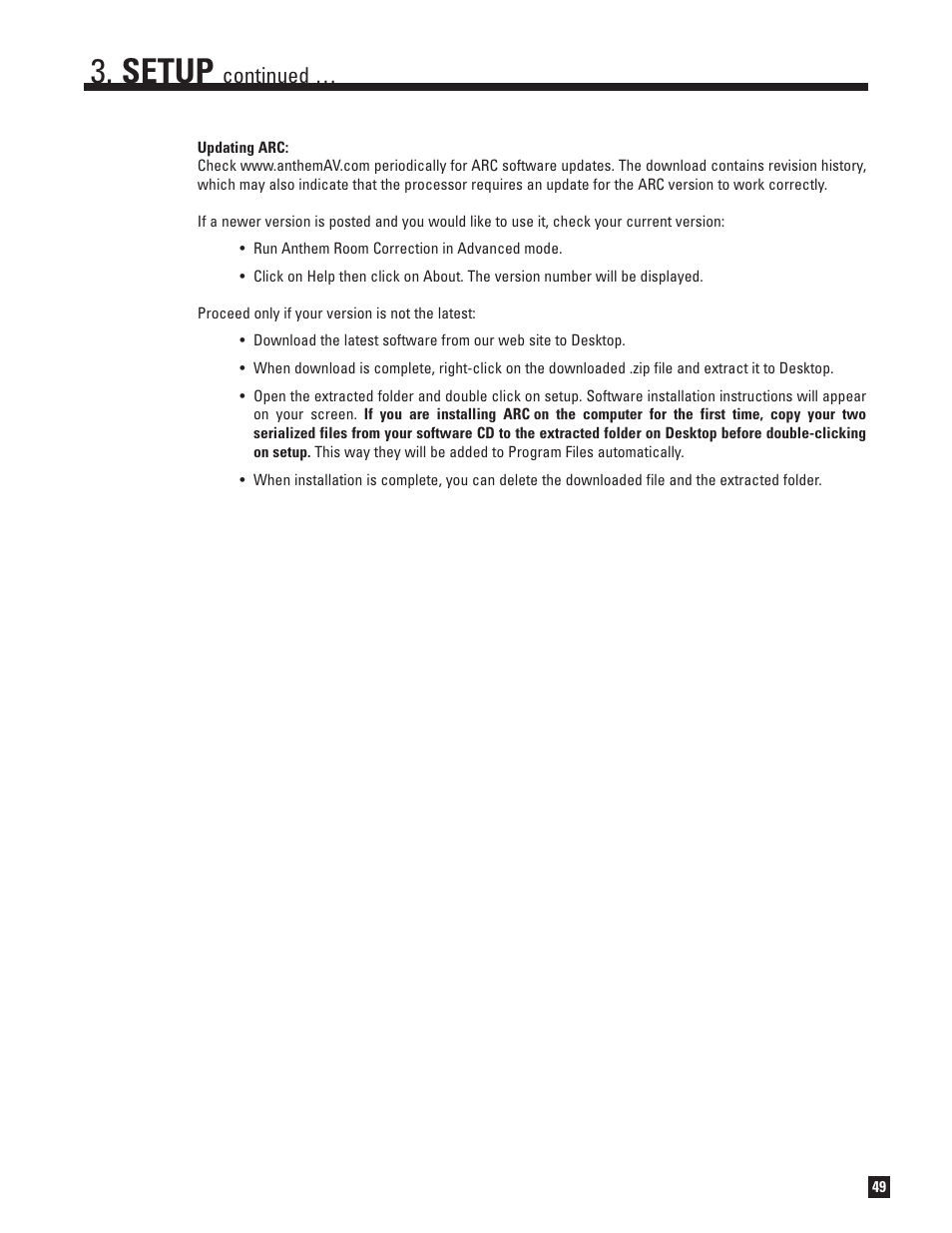 Setup, Continued | Anthem AVM 50 User Manual | Page 57 / 102