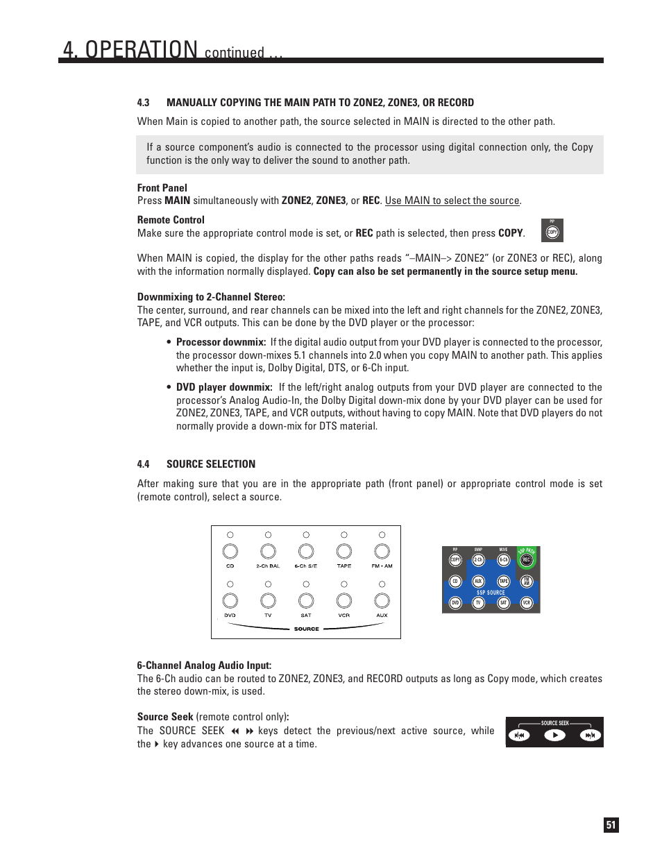 Source selection, Operation, Continued | Anthem AVM 50 User Manual | Page 59 / 102