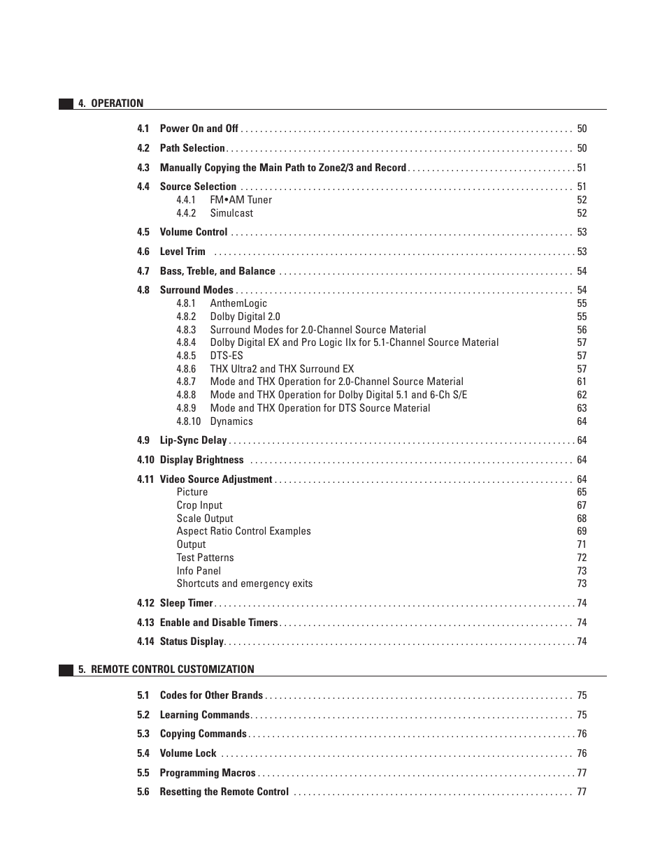 Operation, Remote control | Anthem AVM 50 User Manual | Page 6 / 102