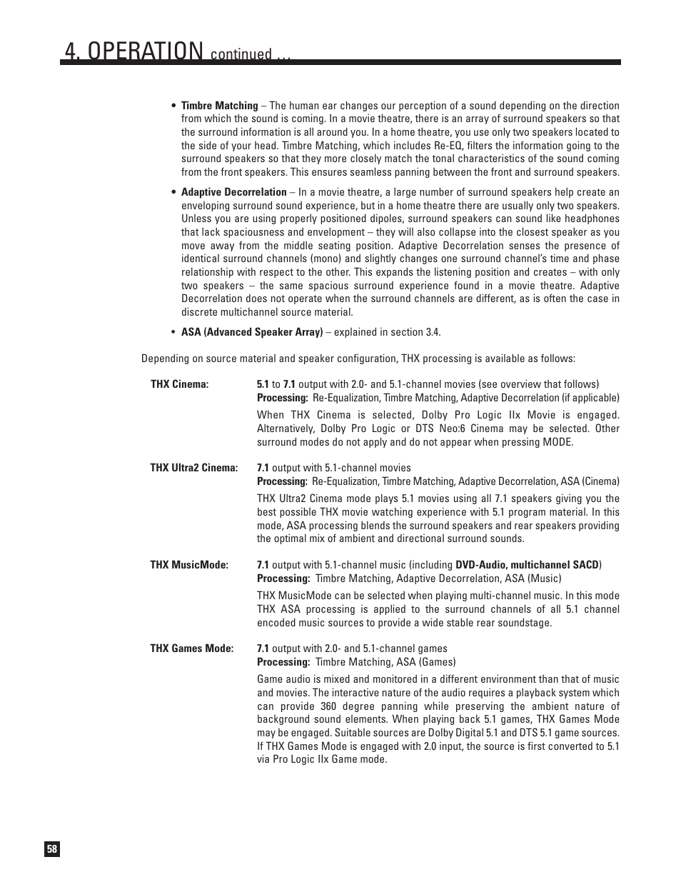 Operation, Continued | Anthem AVM 50 User Manual | Page 66 / 102
