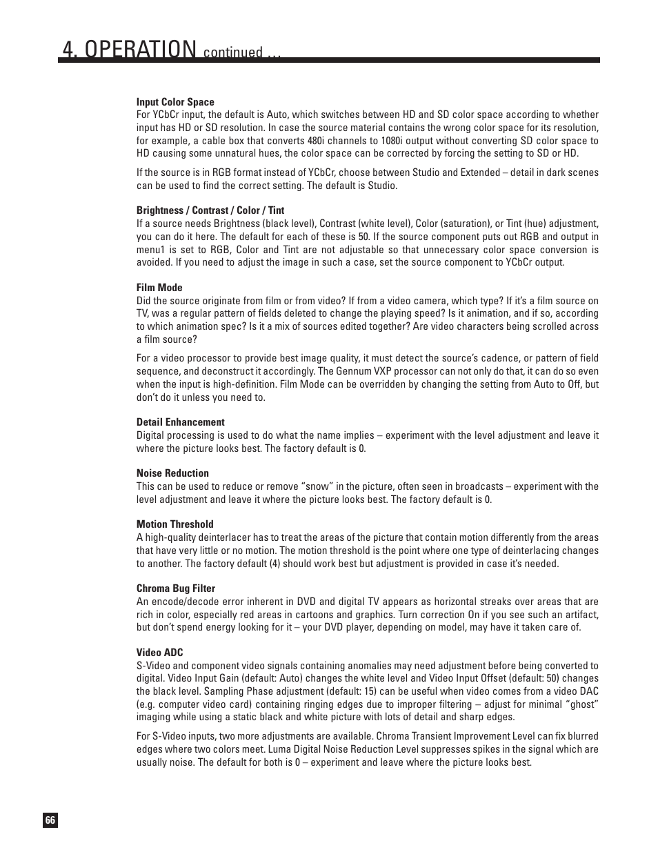 Operation, Continued | Anthem AVM 50 User Manual | Page 74 / 102