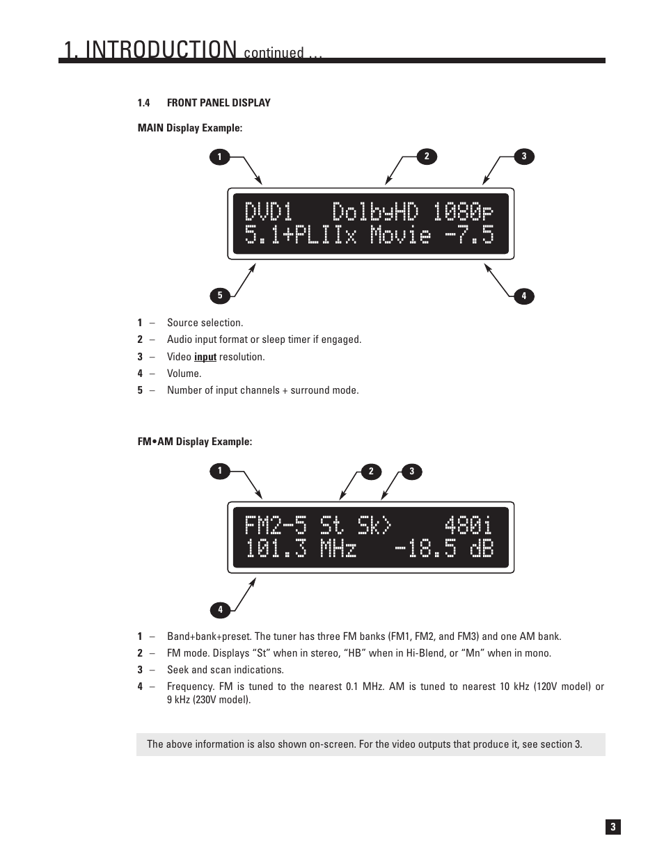 Front panel display, Introduction | Anthem AVM 50v 3D User Manual | Page 11 / 102
