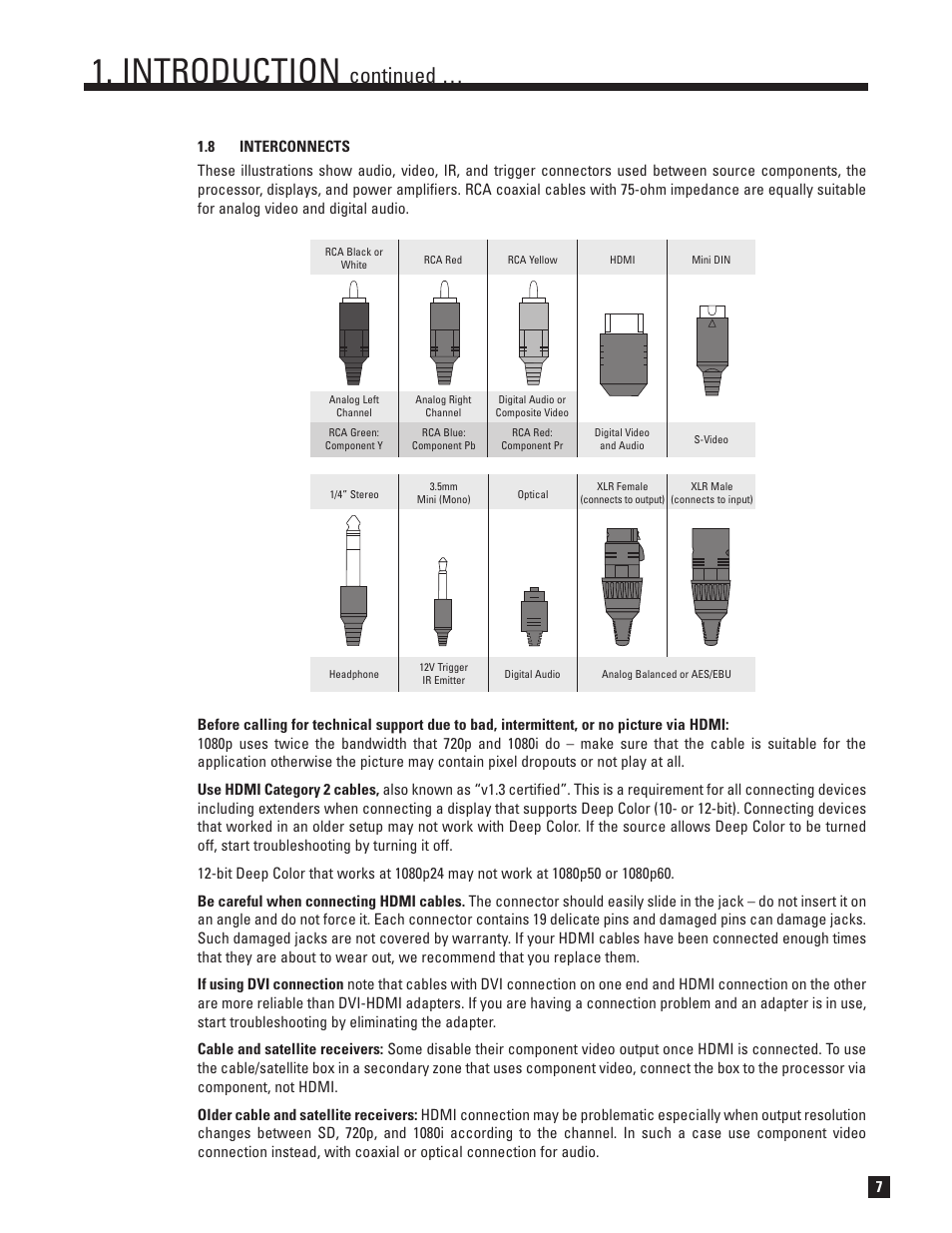 Interconnects, Introduction, Continued | Anthem AVM 50v 3D User Manual | Page 15 / 102