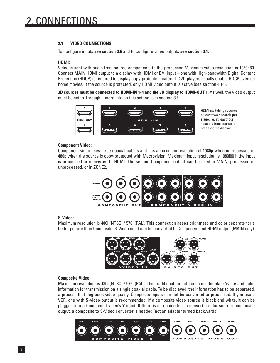 Video, Connections | Anthem AVM 50v 3D User Manual | Page 16 / 102