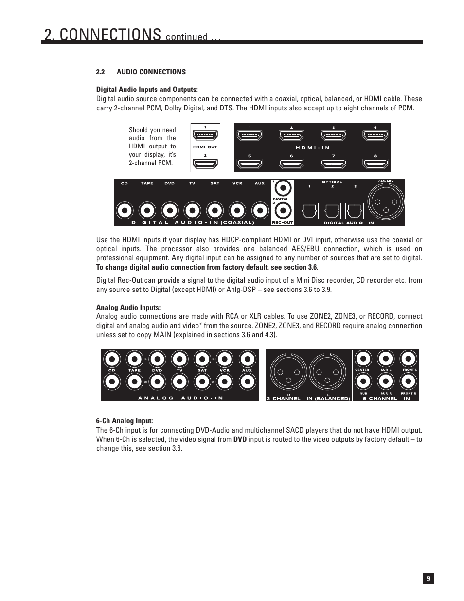 Audio, Connections, Continued | Anthem AVM 50v 3D User Manual | Page 17 / 102