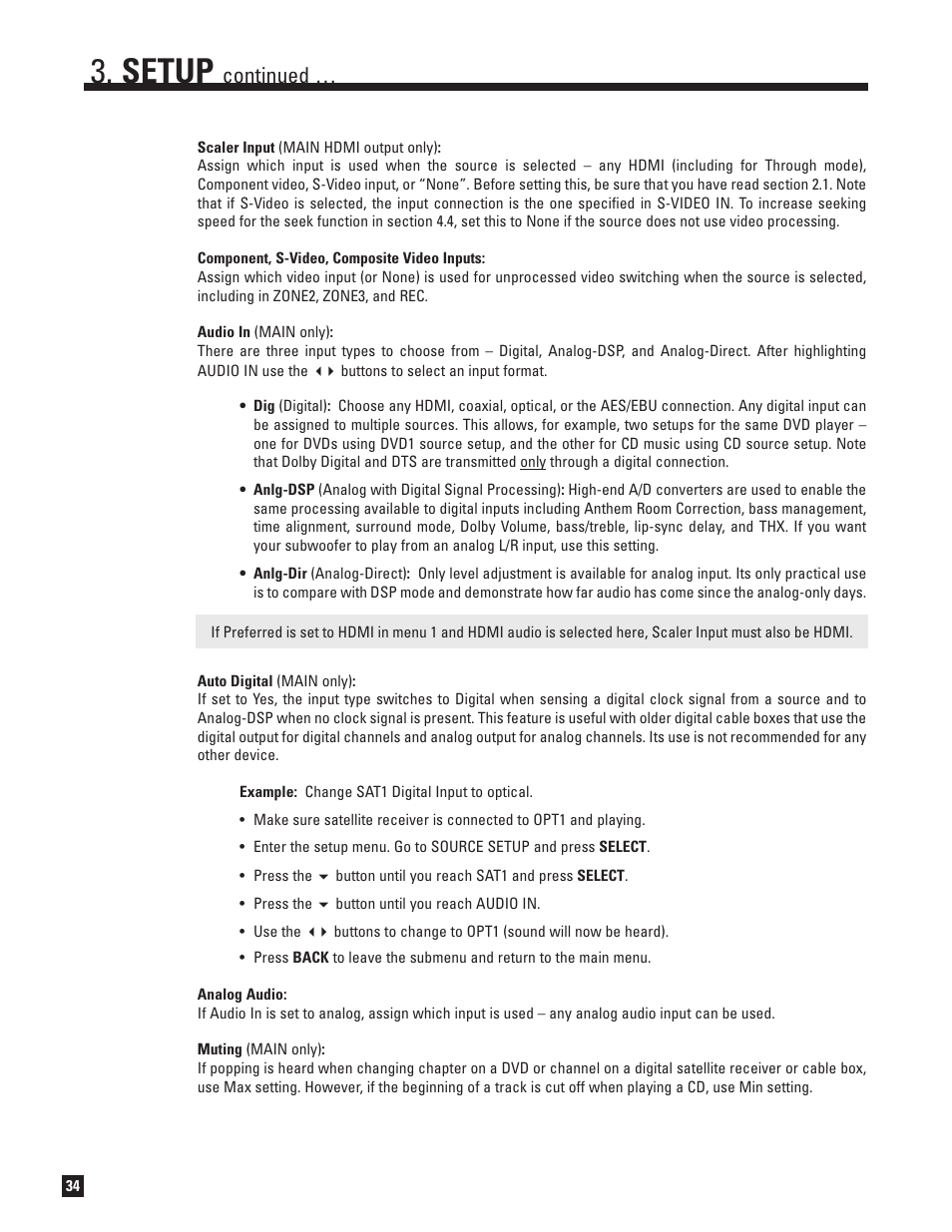 Setup, Continued | Anthem AVM 50v 3D User Manual | Page 42 / 102
