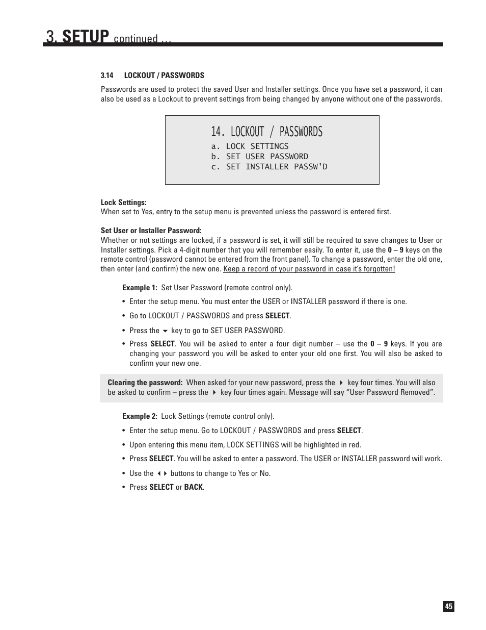 14 lockout and passwords, Setup, Lockout / passwords | Continued | Anthem AVM 50v 3D User Manual | Page 53 / 102