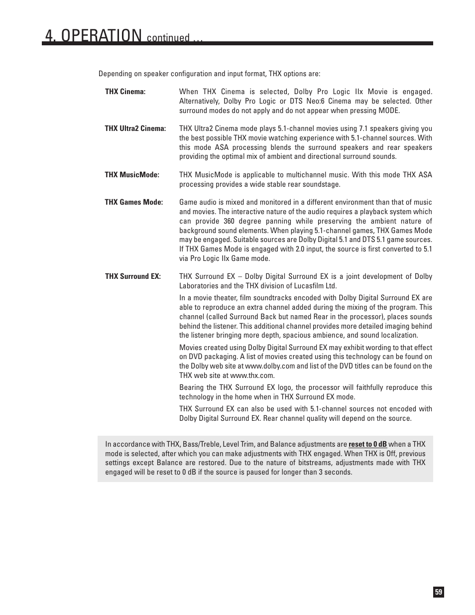 Operation, Continued | Anthem AVM 50v 3D User Manual | Page 67 / 102