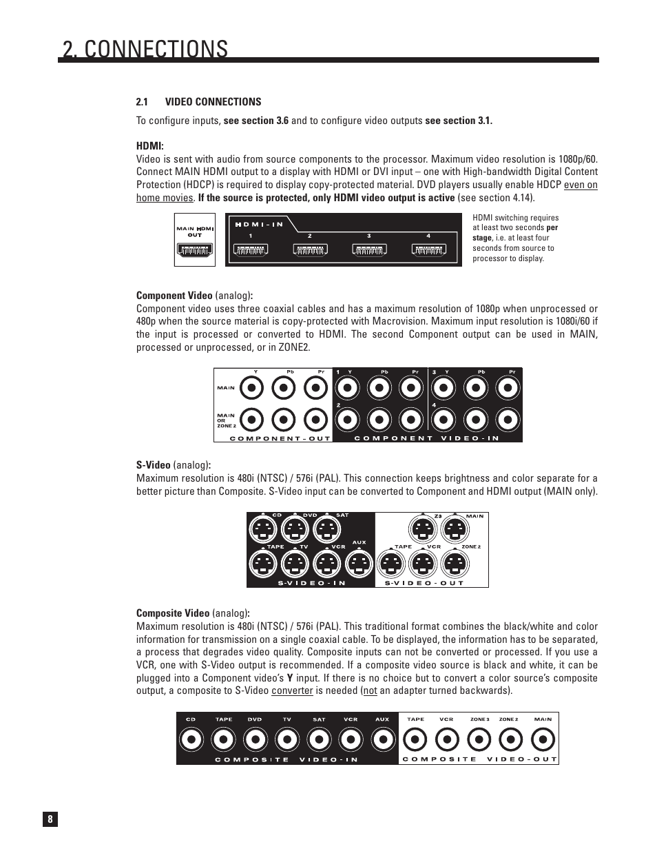 Video, Connections | Anthem D2 User Manual | Page 16 / 102