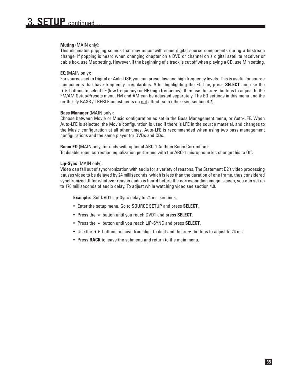 Setup, Continued | Anthem D2 User Manual | Page 43 / 102