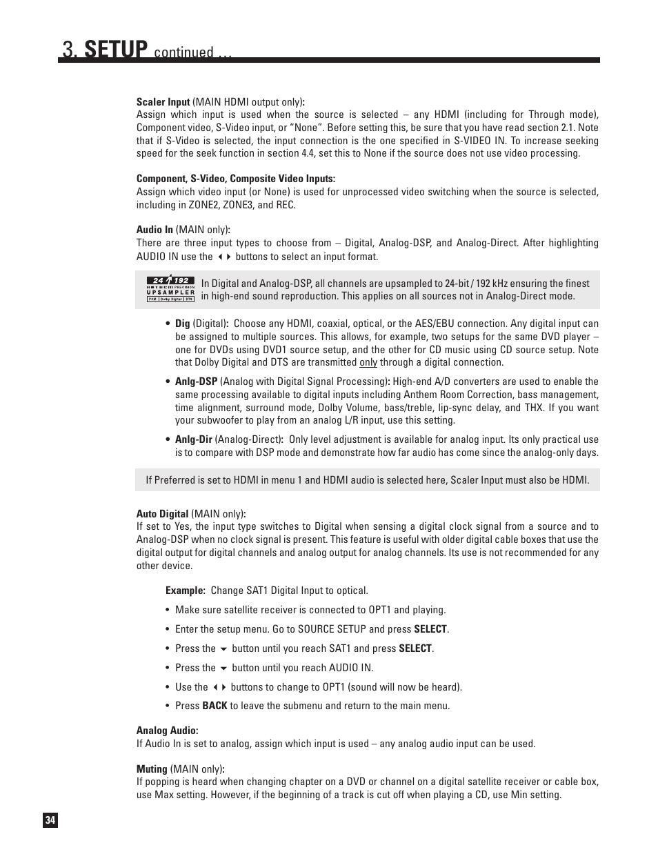 Setup, Continued | Anthem D2v 3D User Manual | Page 42 / 102