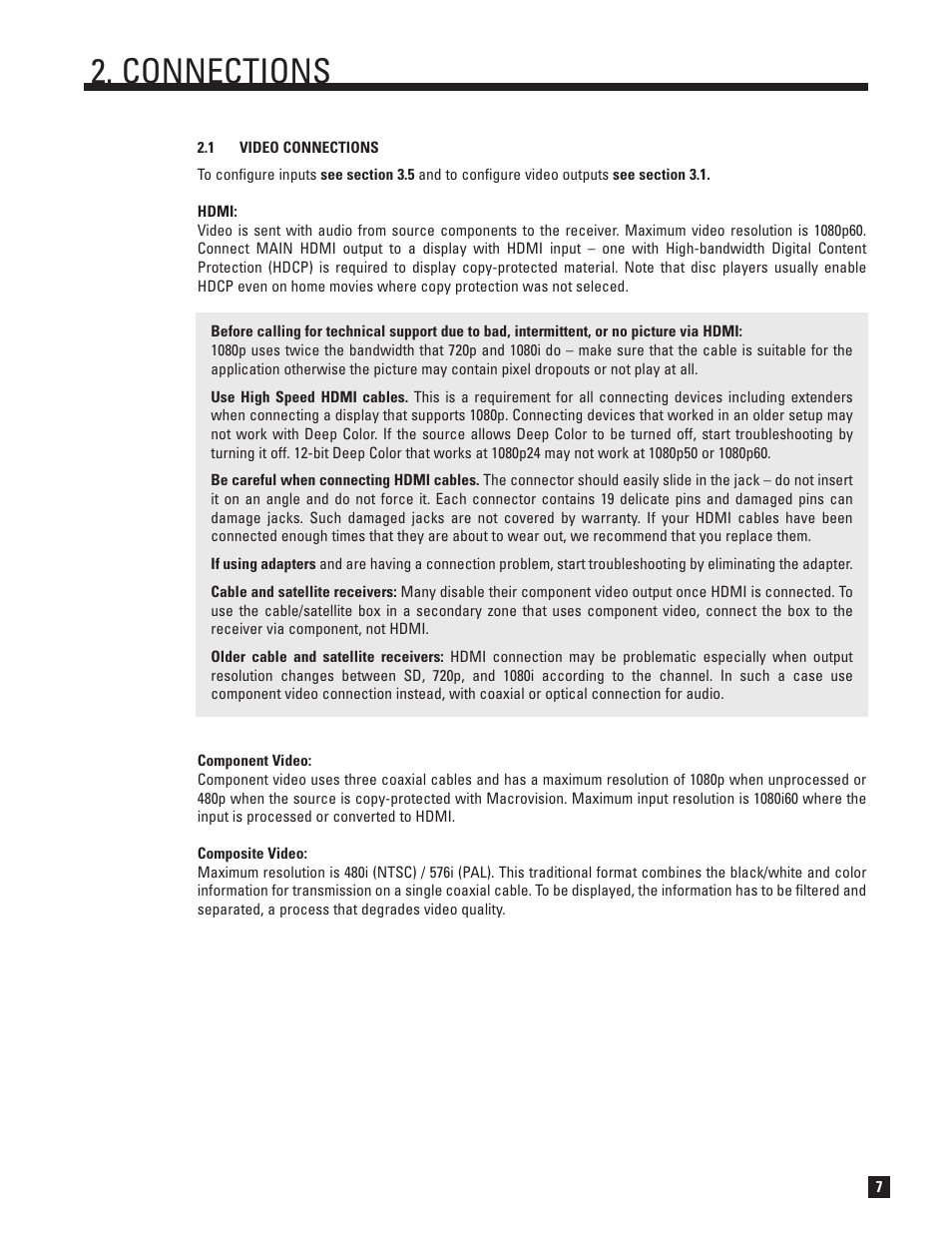 Video, Connections | Anthem MRX 700 User Manual | Page 15 / 52