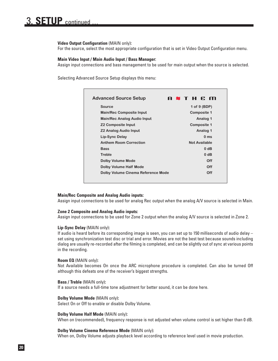 Setup, Continued | Anthem MRX 700 User Manual | Page 28 / 52