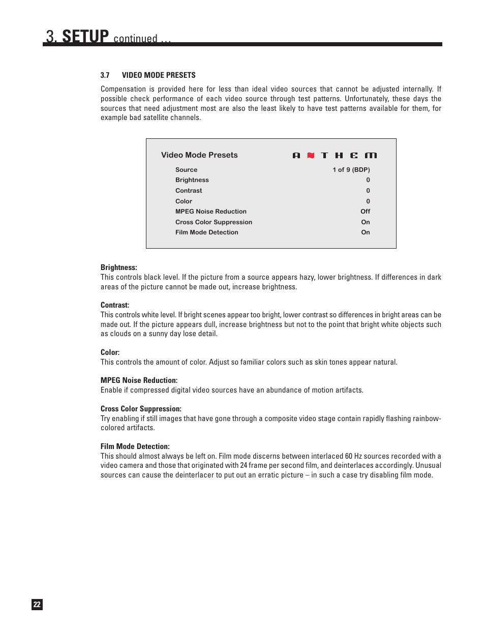 Setup, Continued | Anthem MRX 700 User Manual | Page 30 / 52